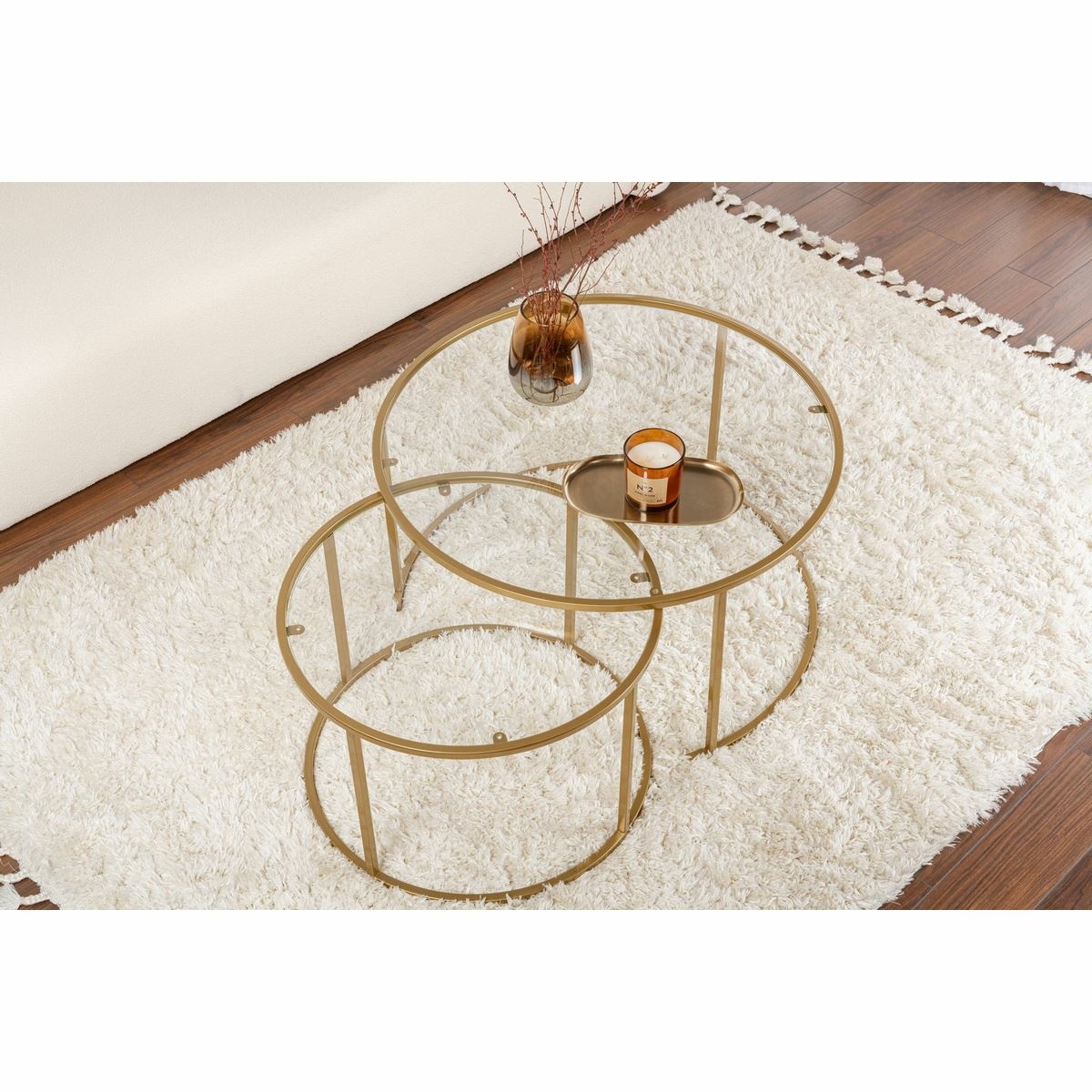 Súprava konferenčných stolíkov Aurum Gold 80 cm, 2 ks – Obrázok 2