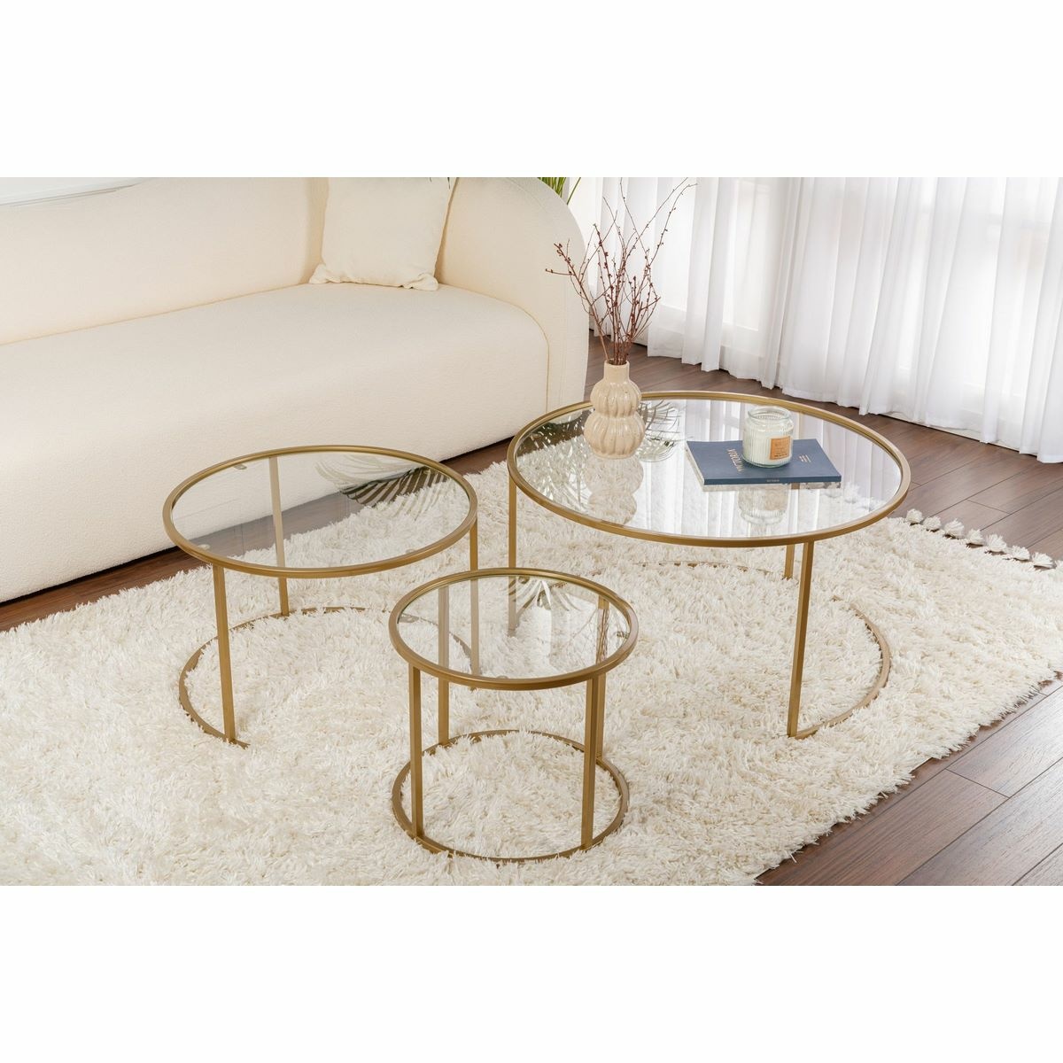 Súprava konferenčných stolíkov Aurum Gold 80 cm, 3 ks – Obrázok 2