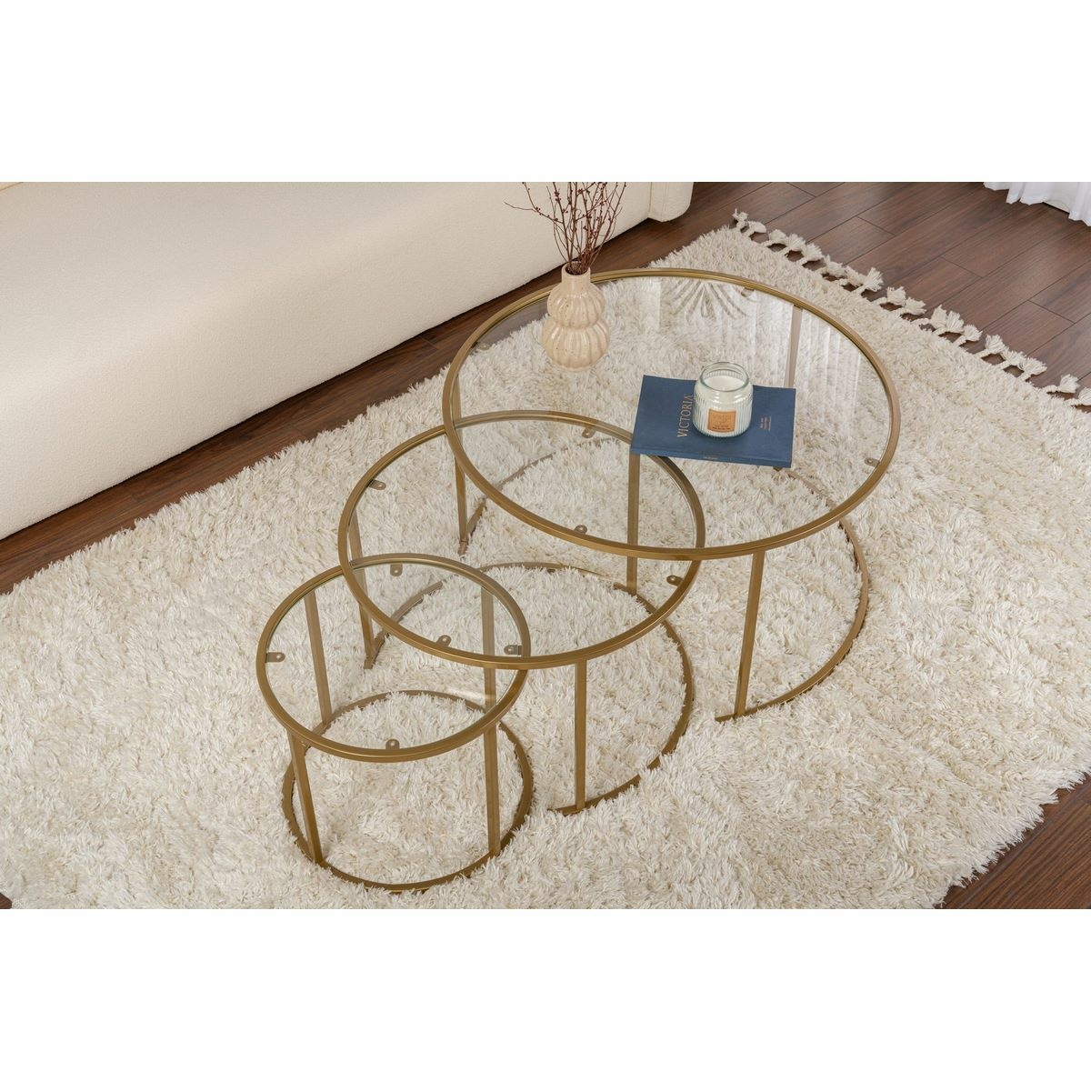 Súprava konferenčných stolíkov Aurum Gold 80 cm, 3 ks – Obrázok 3