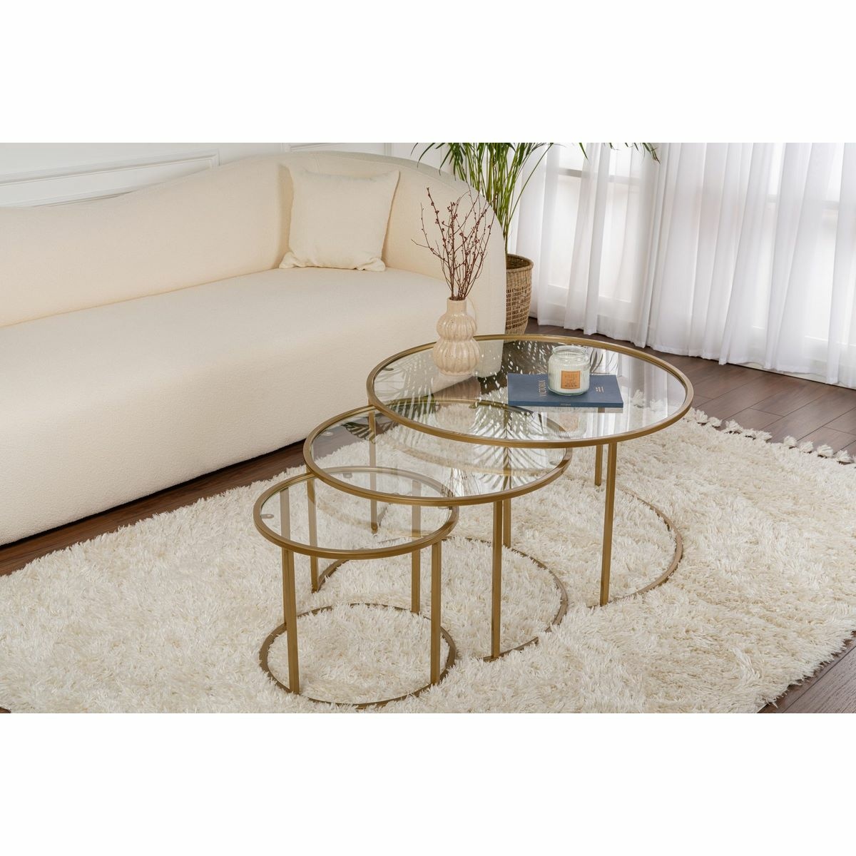 Súprava konferenčných stolíkov Aurum Gold 80 cm, 3 ks – Obrázok 4