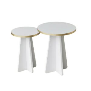 Súprava konferenčných stolíkov Mushroom Gold and White, 2 ks