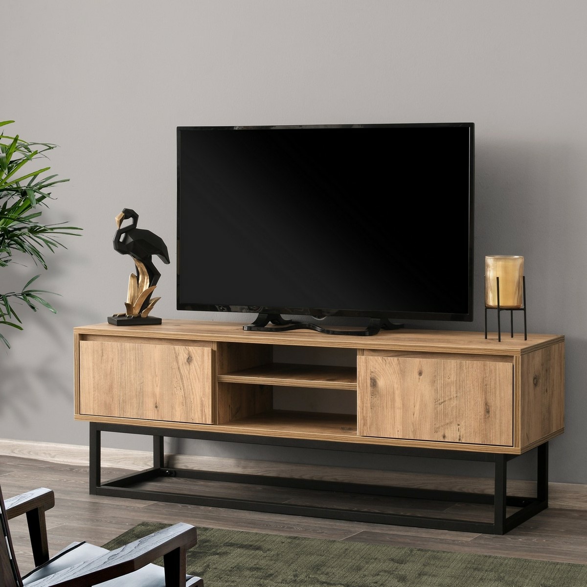 Televízny stolík Belinda Pine and Black I, M – Obrázok 2