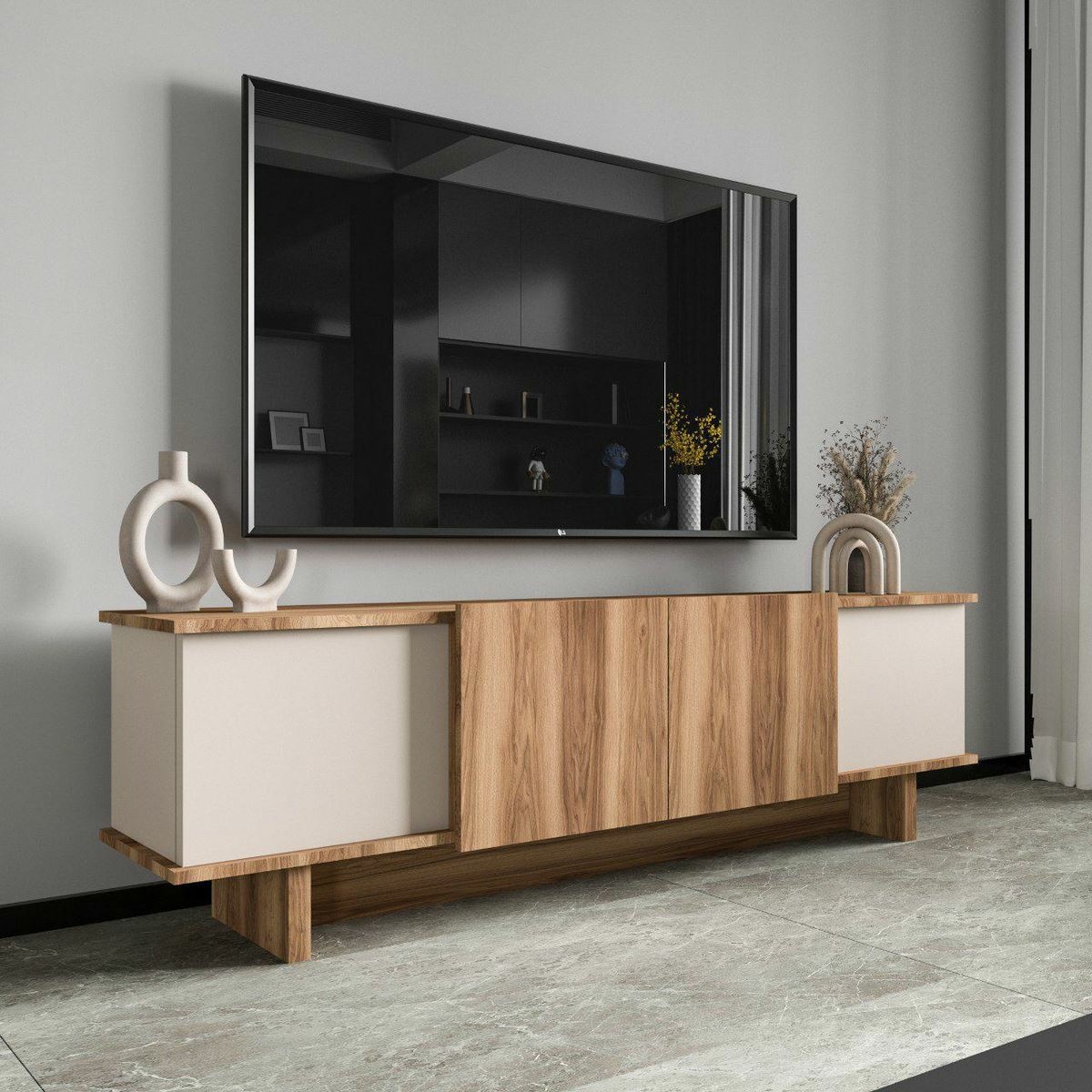 Televízny stolík Diana Beige and Walnut – Obrázok 2