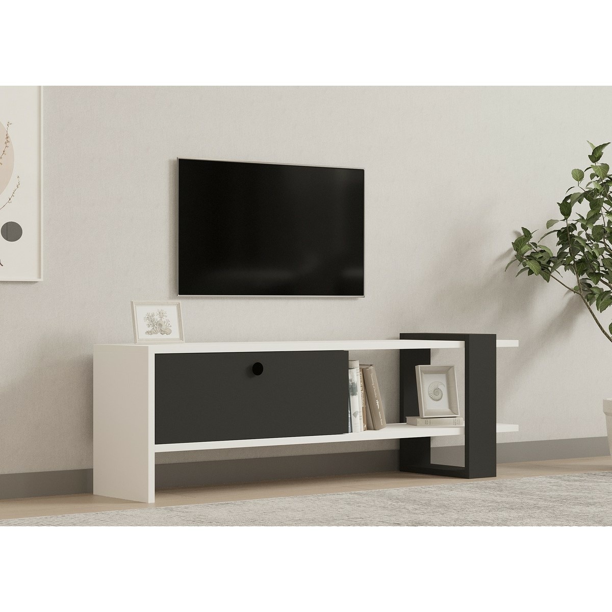 Televízny stolík Funda Anthracite and White – Obrázok 2