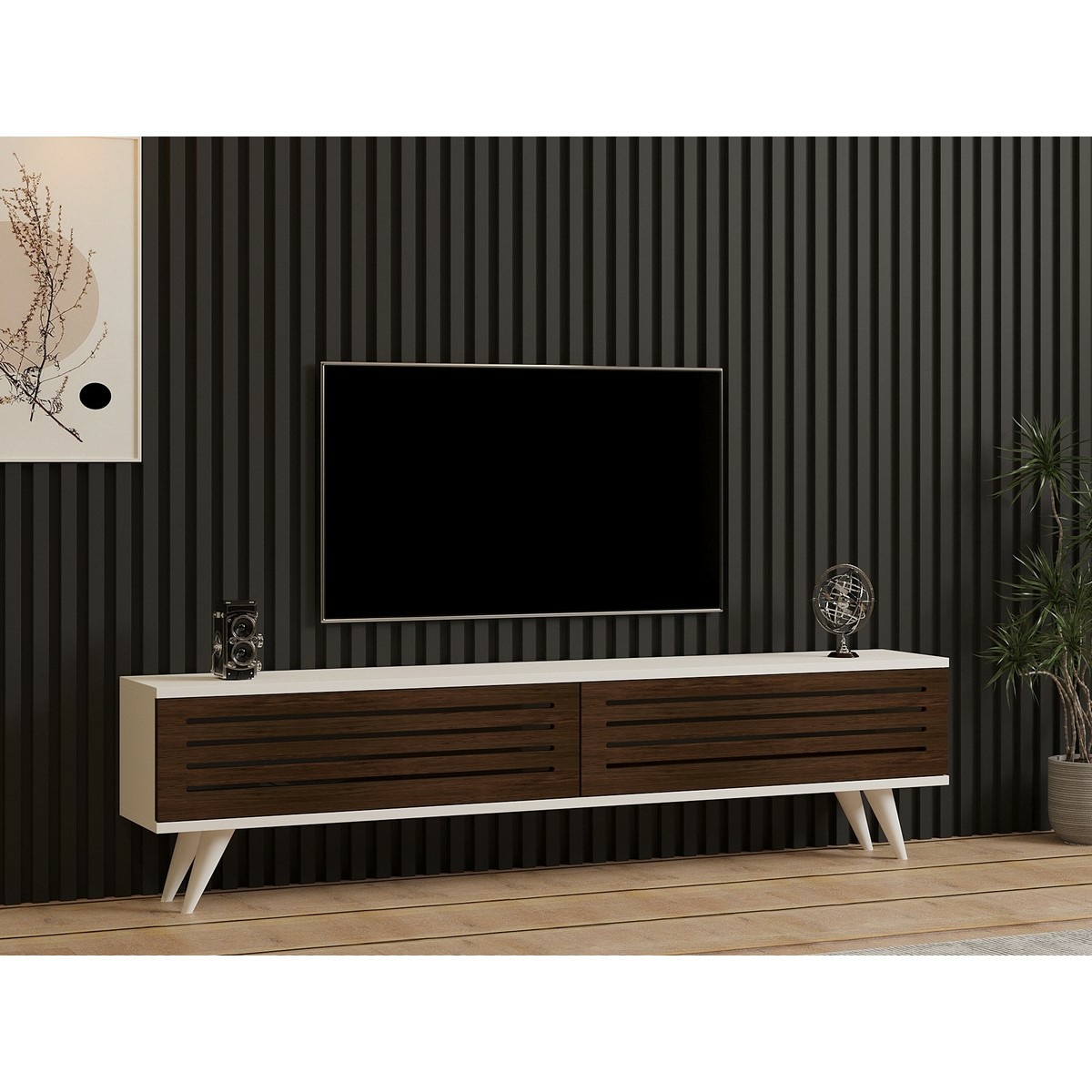 Televízny stolík Hill Walnut and White – Obrázok 2