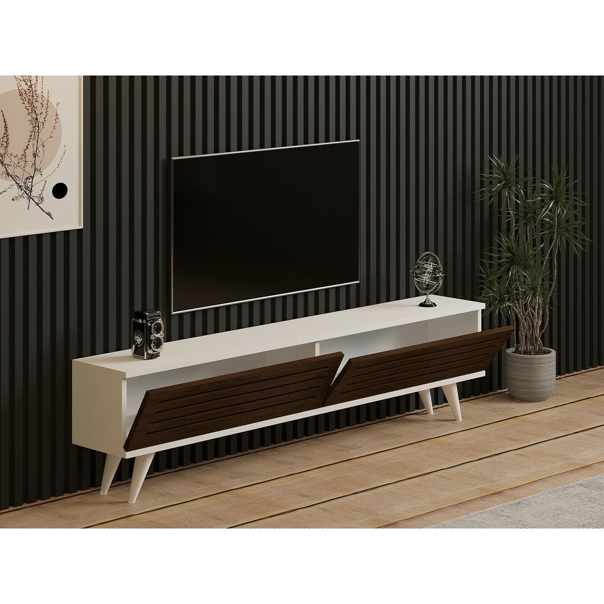 Televízny stolík Hill Walnut and White – Obrázok 3