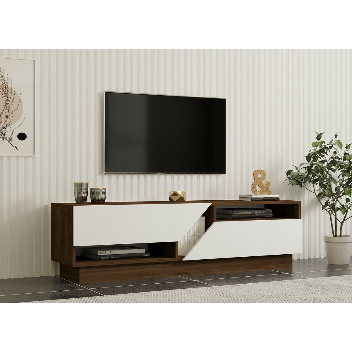 Televízny stolík Koza Walnut and White – Obrázok 2