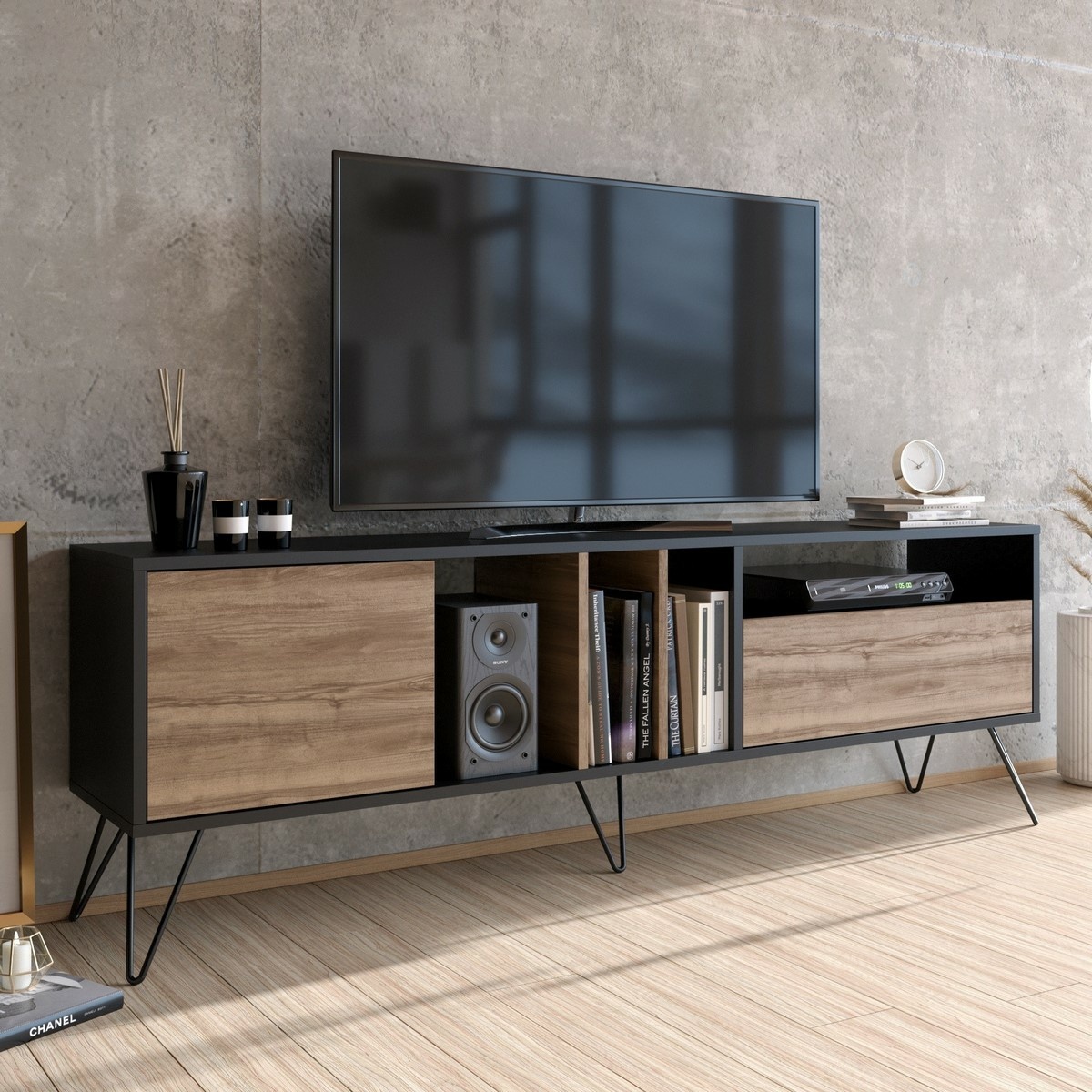 Televízny stolík Mistico Walnut and Black – Obrázok 2