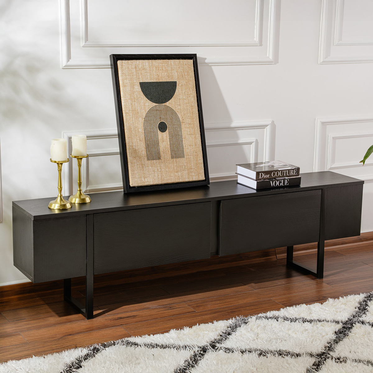 Televízny stolík Serenity Wood Black – Obrázok 5