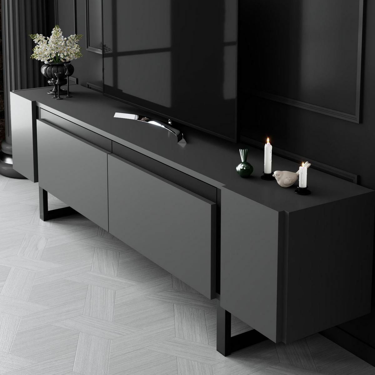 Televízny stolík Yildiz Anthracite and Black – Obrázok 3