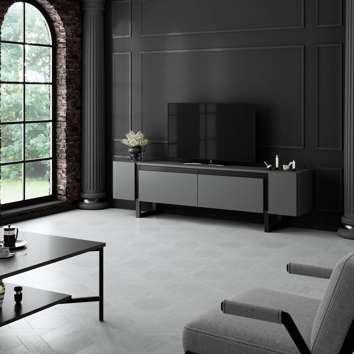 Televízny stolík Yildiz Anthracite and Black – Obrázok 5