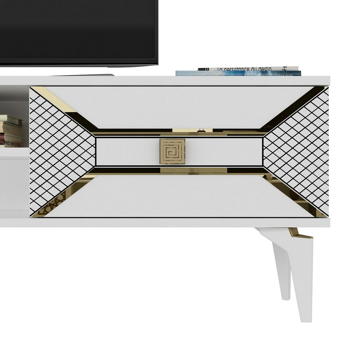 Televízny stolík Yumedi White and Gold – Obrázok 3