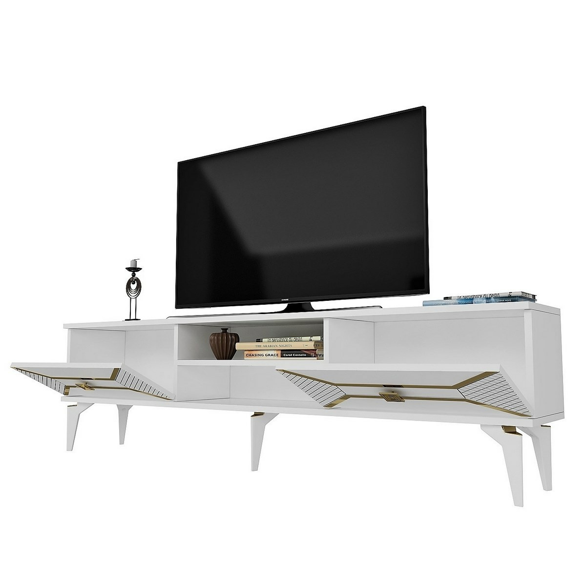 Televízny stolík Yumedi White and Gold – Obrázok 5