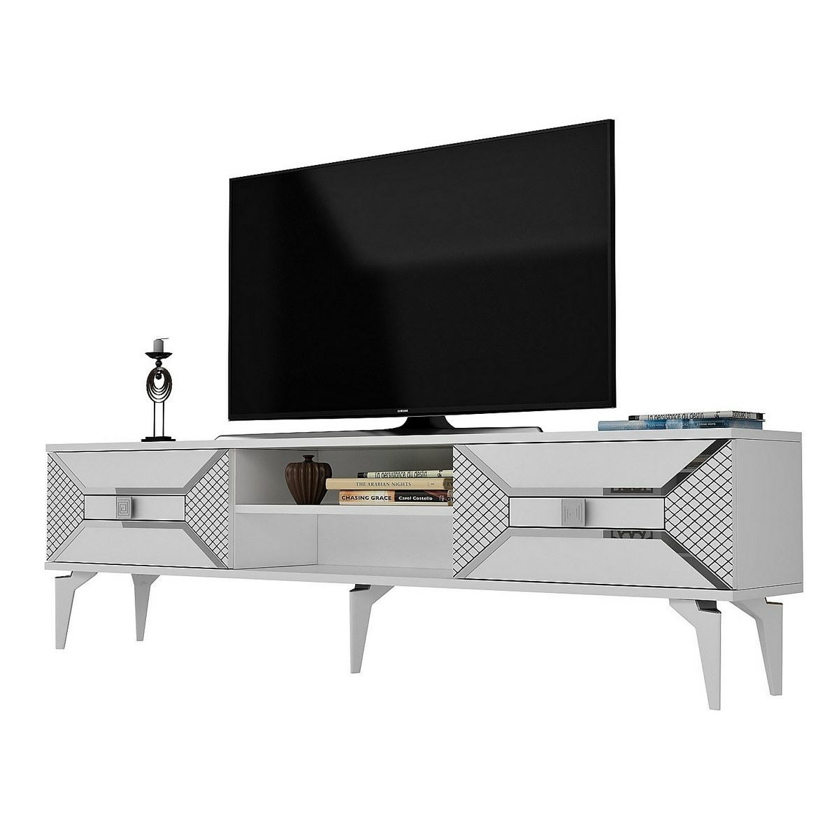 Televízny stolík Yumedi White and Silver – Obrázok 4