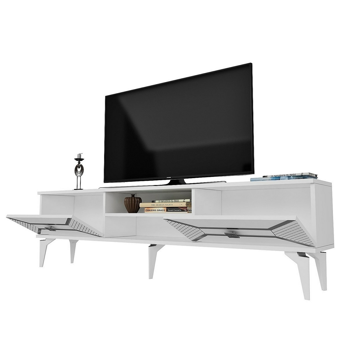 Televízny stolík Yumedi White and Silver – Obrázok 5