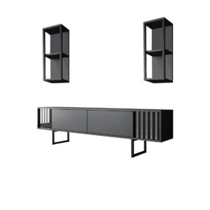 Televízny stolík s policami Chrome Anthracite and Black