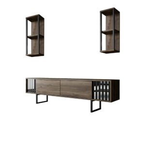 Televízny stolík s policami Chrome Walnut and Black