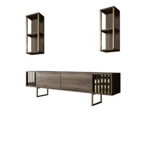 Televízny stolík s policami Linie Walnut and Gold