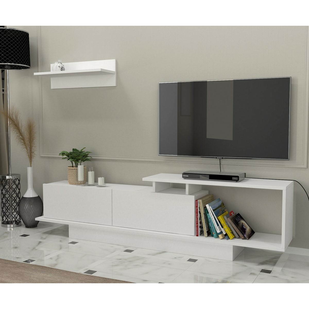 Televízny stolík s policou Asos White – Obrázok 2