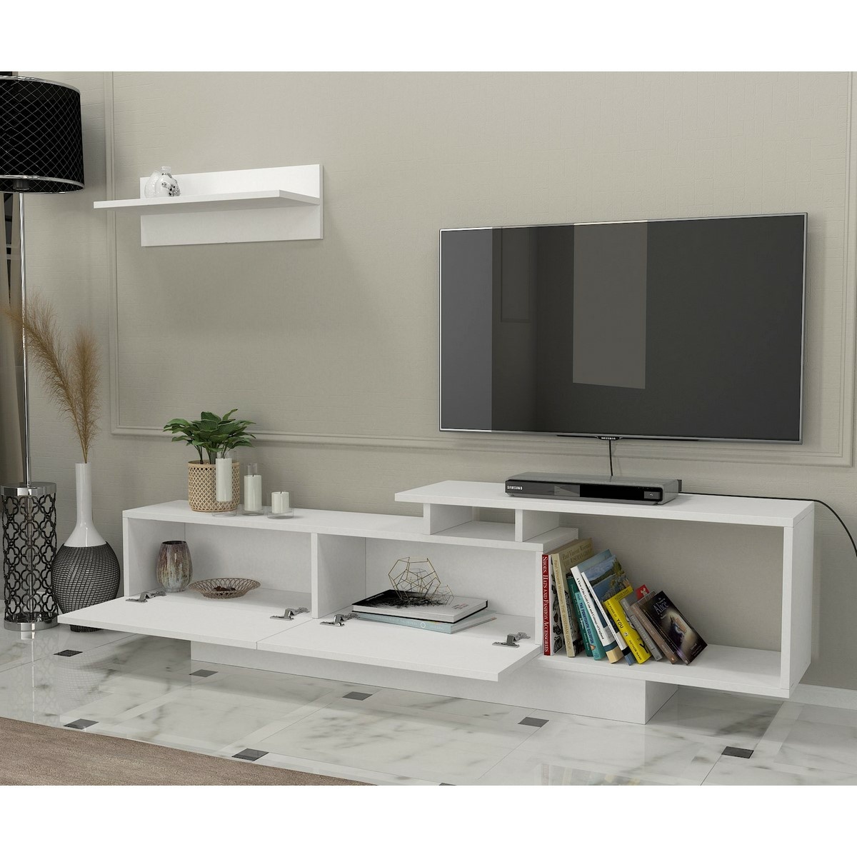 Televízny stolík s policou Asos White – Obrázok 3