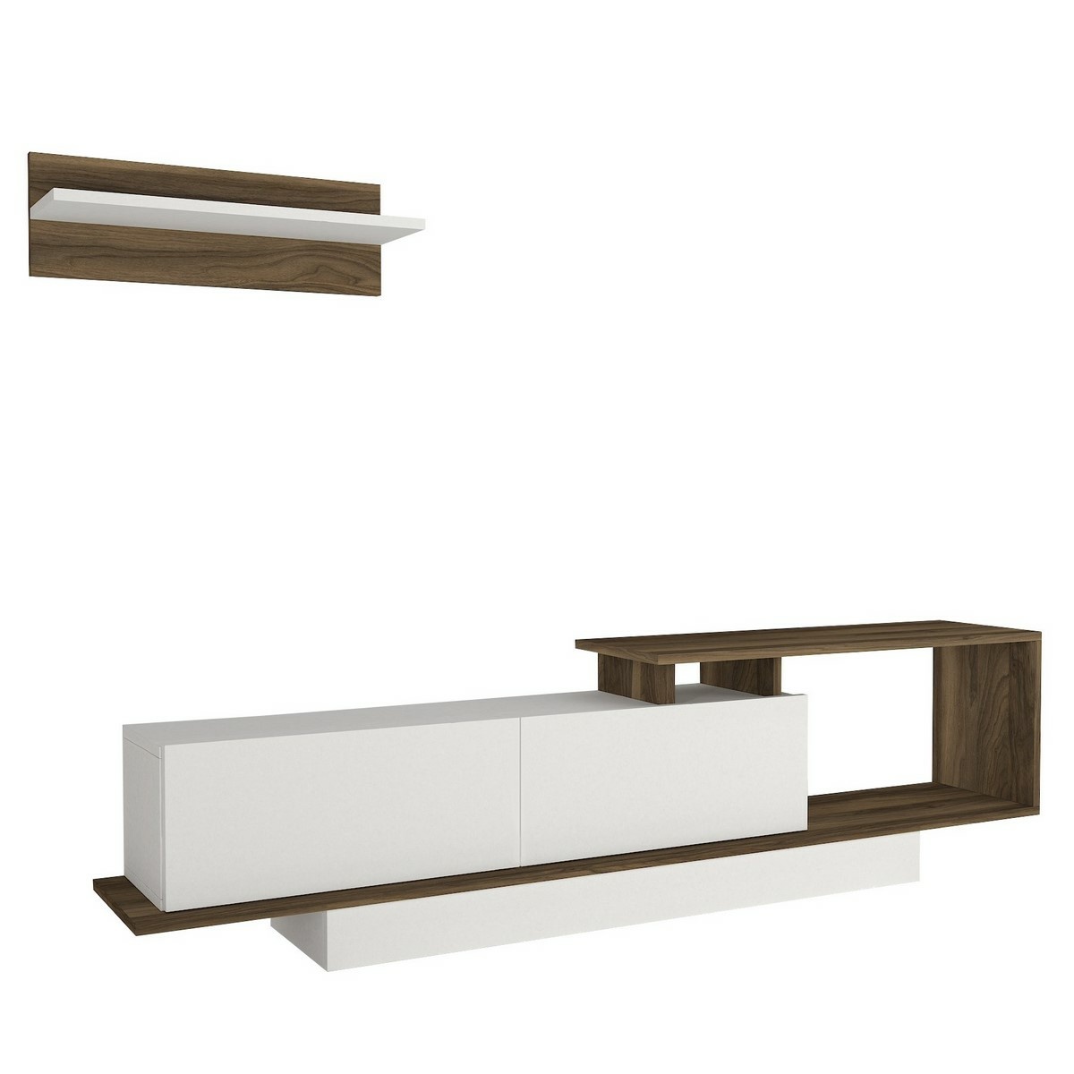 Televízny stolík s policou Asos White and Walnut – Obrázok 4