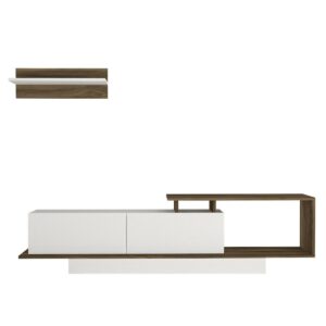 Televízny stolík s policou Asos White and Walnut