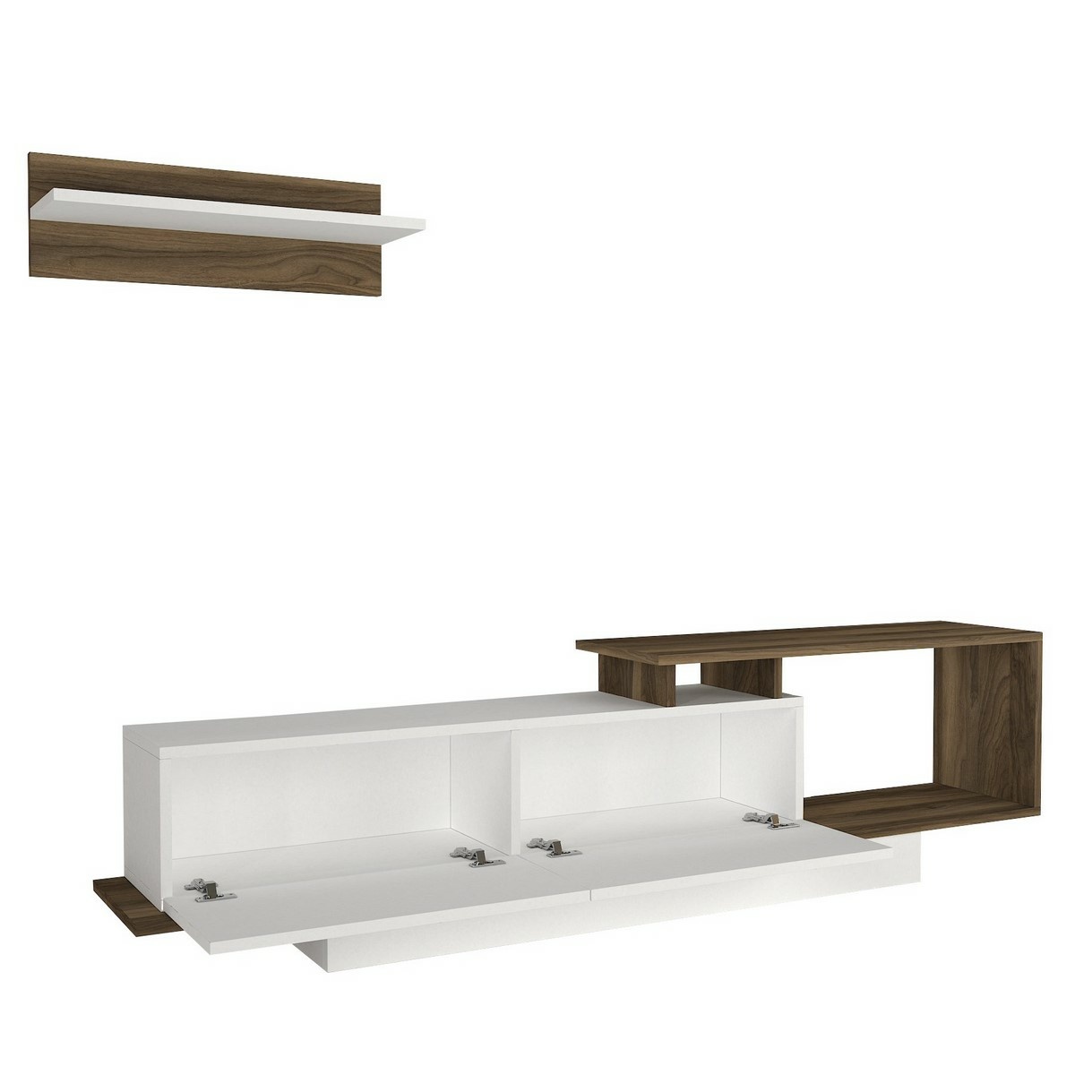 Televízny stolík s policou Asos White and Walnut – Obrázok 5
