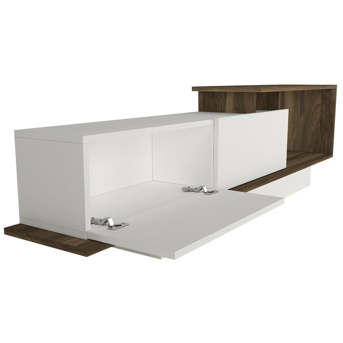 Televízny stolík s policou Asos White and Walnut – Obrázok 6