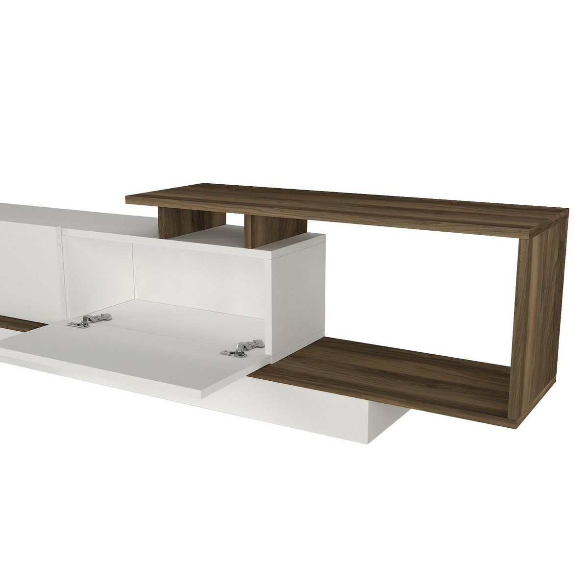 Televízny stolík s policou Asos White and Walnut – Obrázok 7