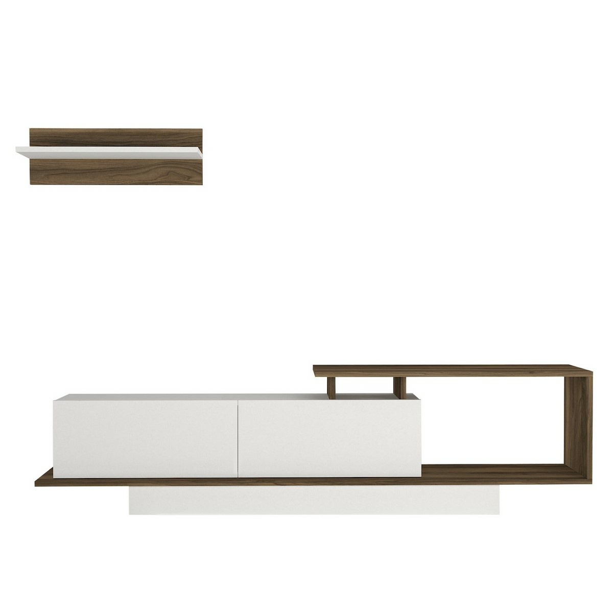 Televízny stolík s policou Asos White and Walnut