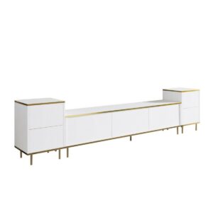 Televízny stolík so skrinkami Imej White and Gold