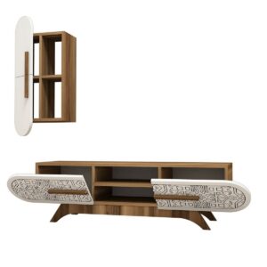 Televízny stolík so skrinkou Defne White and Walnut