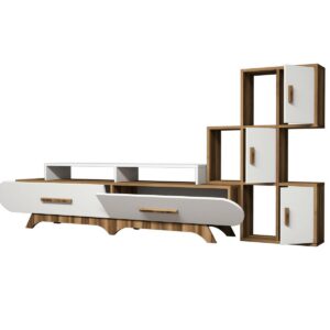 Televízny stolík so skrinkou Flora S White and Walnut