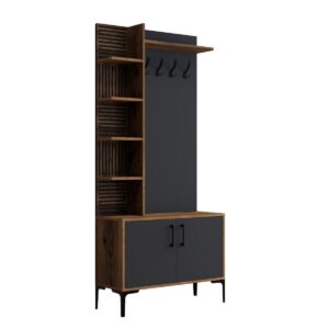 Vešiak s botníkom a policami Viyana Walnut and Anthracite