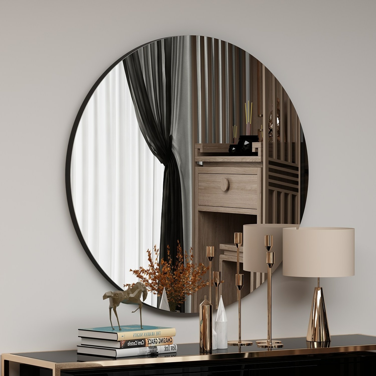 Zrkadlo Zeos Black 70 cm – Obrázok 2