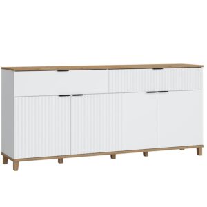 Komoda Plissee PLIK06 4D2S biela alpin/dub grandson