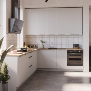 Kuchynská linka Aria WH/WH 260×230 cm bez kuchynskej dosky