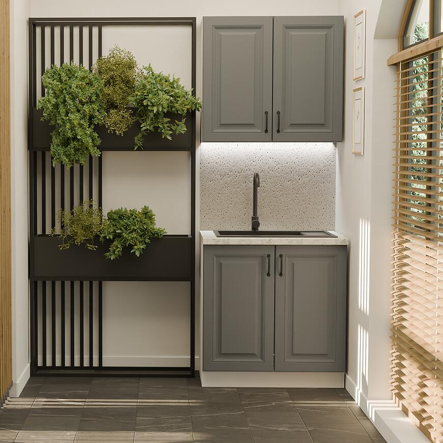 Kuchynská Linka Stilo dust grey/biela 80 cm bez pracovnej dosky