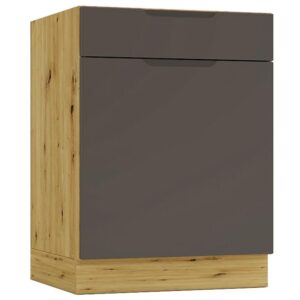 Kuchynská skrinka Cosmo Isabel D60s/1 P/L Mocca Grey/Dub Artisan