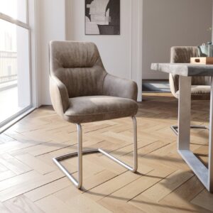 Jedálenská stolička Zelia-Flex s opierkami mikrovlákno taupe vintage