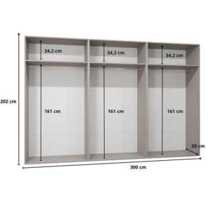 Skriňa Piano 2-300 (3×100) biela/kašmír
