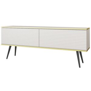 TV stolík Oro Mdf Drážkovanie 135 Biela+ Čierne nohy