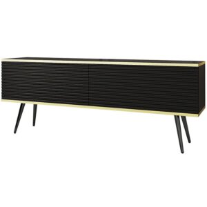 TV stolík Oro Mdf Drážkovanie 135 Čierna+ Čierne nohy
