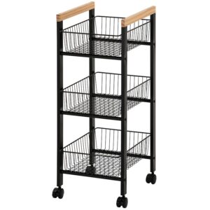 Úložný vozík 3 úrovne čierna/prírodná Gc6010
