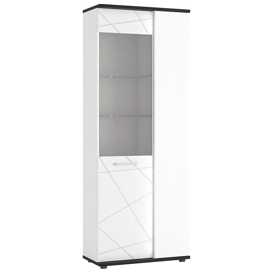 Vitrína Venezia VENV01R 2D alpská biela/dub vicenza čierna/mdf biela l