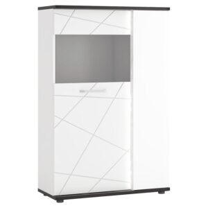 Vitrína Venezia VENV02R 2D alpská biela/dub vicenza čierna/mdf biela l