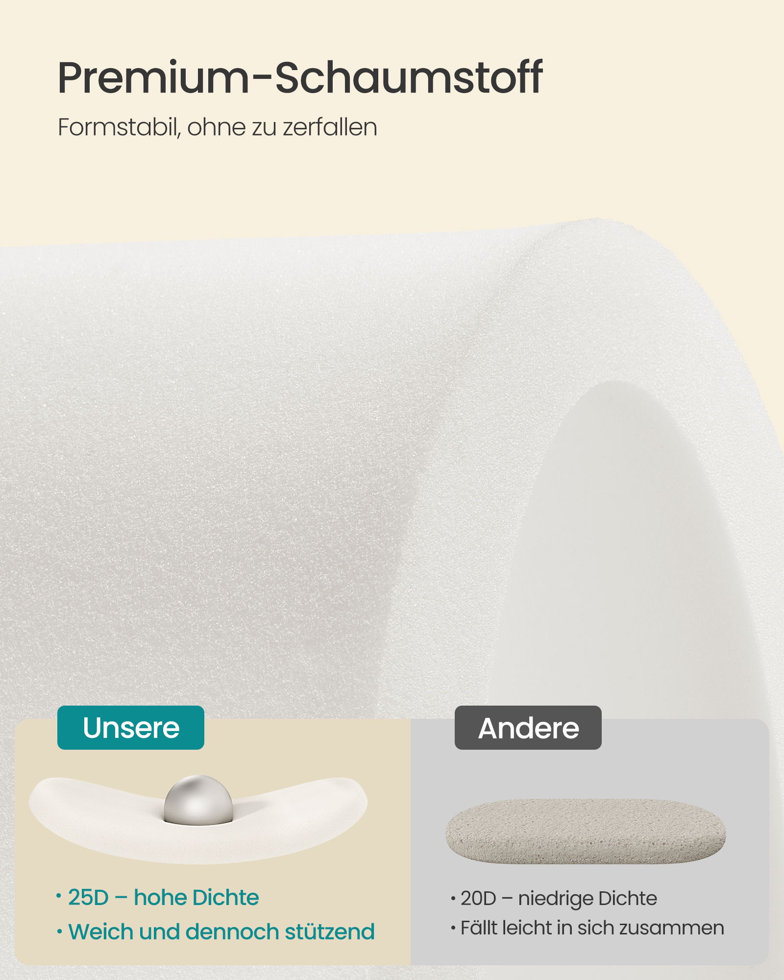 SONGMICS Skladací taburet s úložným priestorom, objem 110 l, 110 x 38 x 38 cm, krémová – Obrázok 3