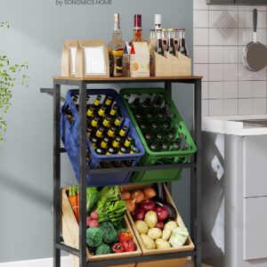 SONGMICS Kovový stojan LIFEWIT pre 4 prepravky s policou, nosnosť 340 kg 70 x 117 x 40 cm hnedá