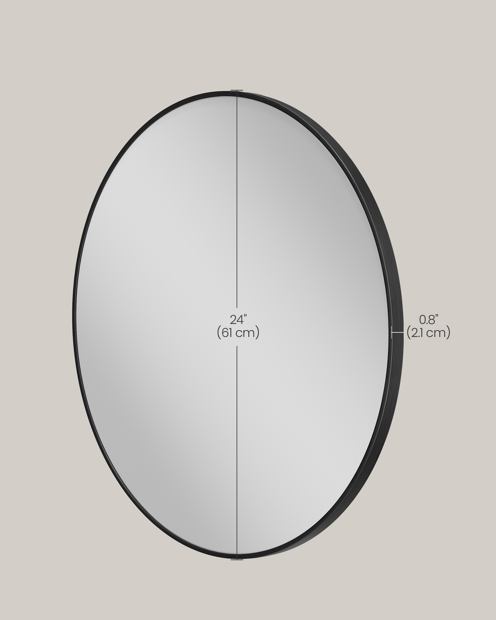 SONGMICS Nástenné zrkadlo, okrúhle, s kovovým rámom, 61 cm, čierne – Obrázok 6