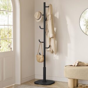 SONGMICS Vešiak na kabáty CACTUS, 8 háčikov, výška 172 cm, čierny